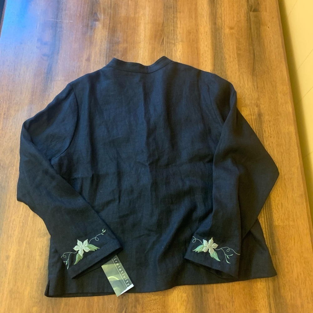 Relativity NWT Asian style jacket top women’s Large black embroidered Li… - Picture 7 of 8
